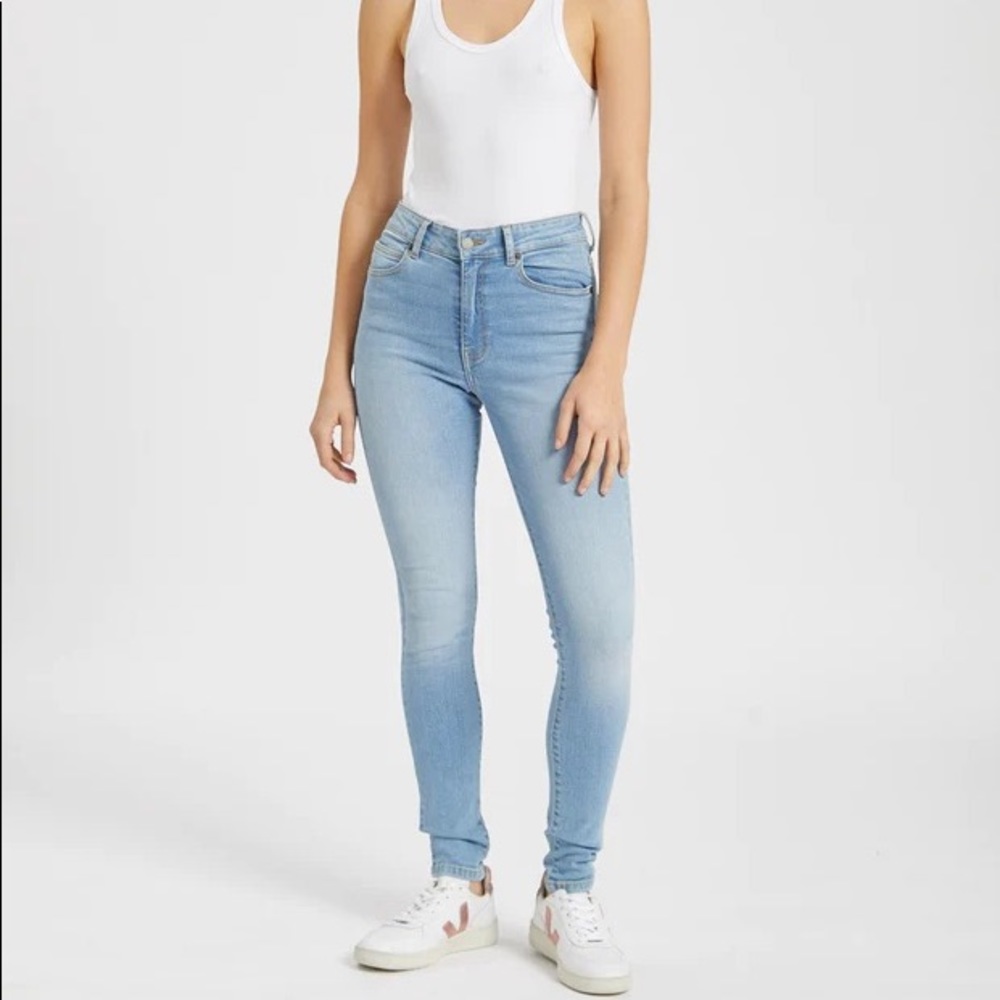 Dr Denim High Rise Skinny Erin Distorted Blue Jeans Size 26